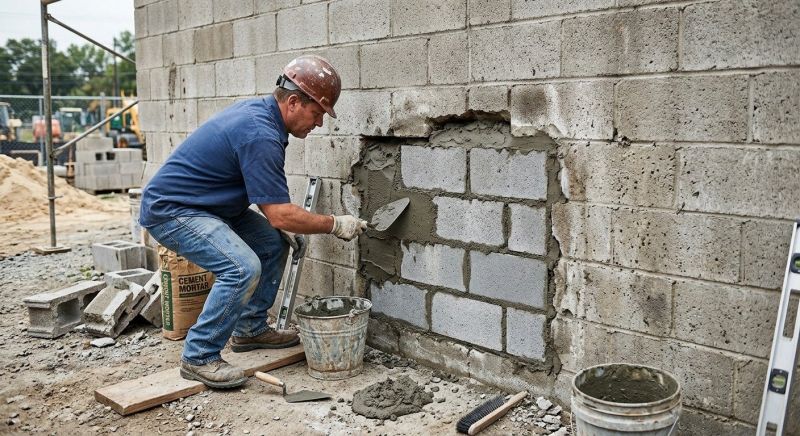Cinder Block Wall Repair in Carlsbad, CA