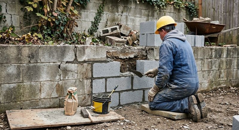 Cinder Block Wall Repair in Rancho Santa Fe, CA